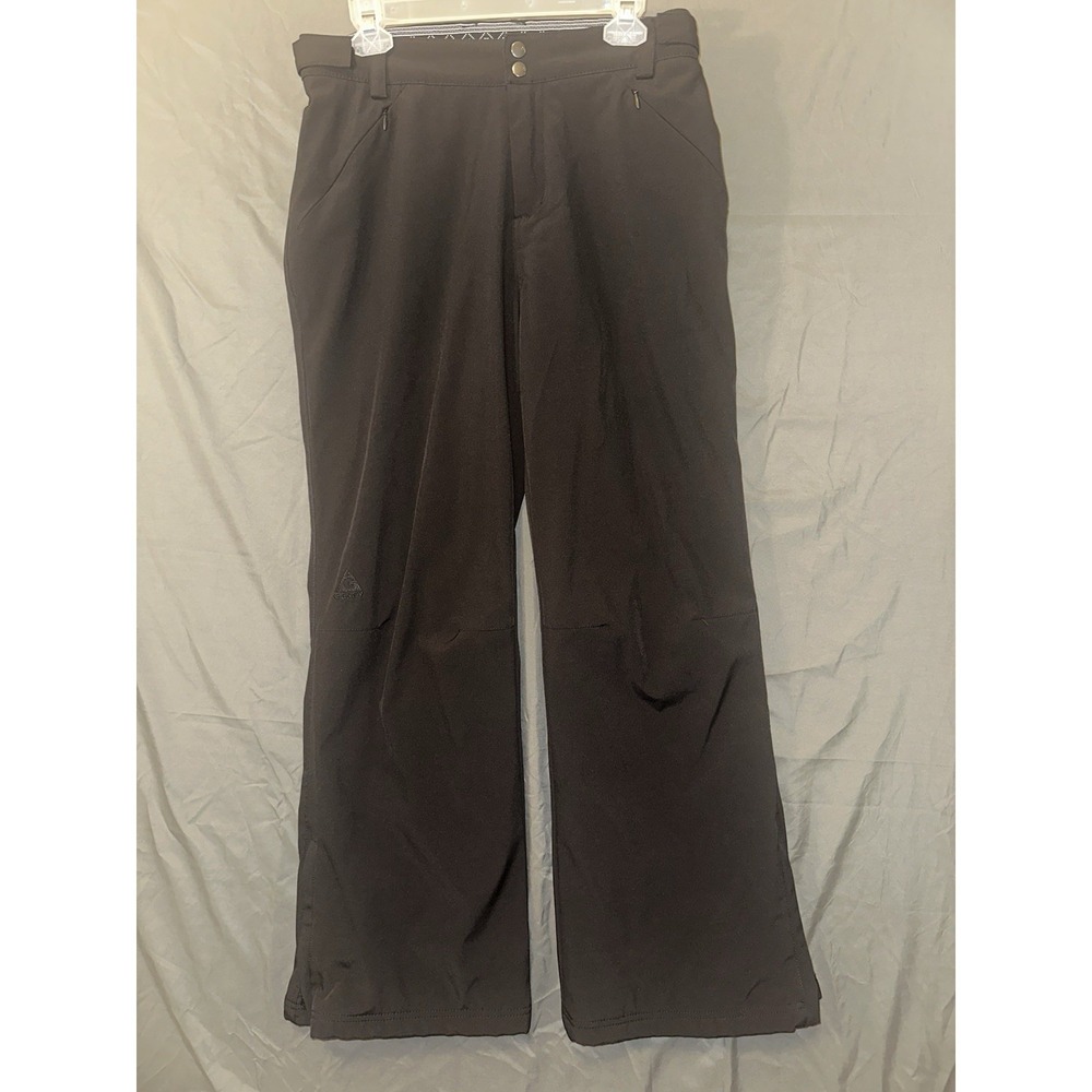 Gerry Ski Snow Pants Womens Large Black Snap Button Insulated Zip Ankle‎ Cuffs